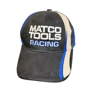 Matco Tools Racing Baseball Cap Black Blue Tan Embroidered Logo Men Adjustable